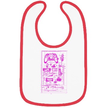 Discover Neon Pink Video Game Controller Blueprint Bibs
