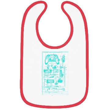 Discover Neon Teal Video Game Controller Blueprint Bibs