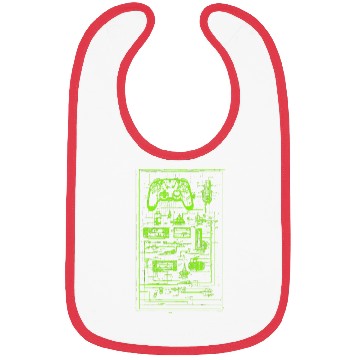 Discover Neon Green Video Game Controller Blueprint Bibs