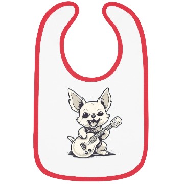 Discover A cute puppy with a guitar Bibs