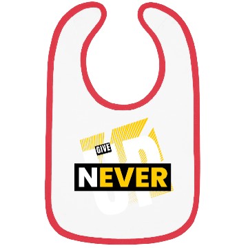 Discover White Yellow Typography Never Give Up Bibs