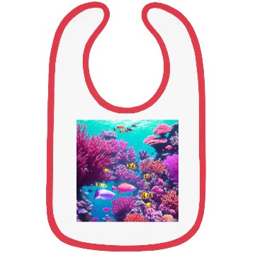 Discover Viral magenta coral reef with tropical fish Bibs
