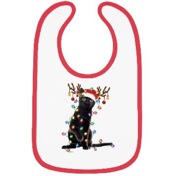 Discover Reindeer Black Cat Christmas Lights Funny Cat Lov Bibs
