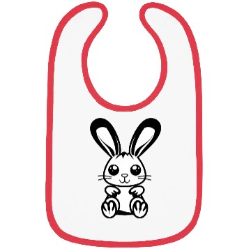 Discover Adorable 2D Easter Bunny with a Bold Black Outline Bibs