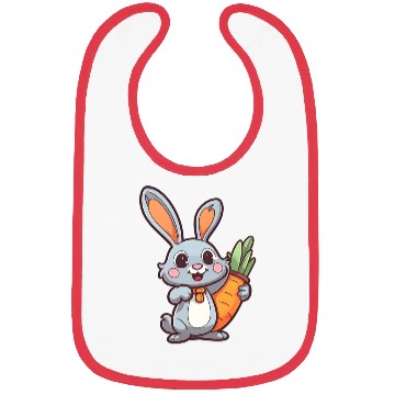 Discover Carrot-Loving Easter Bunny: Cute 2D Design Bibs