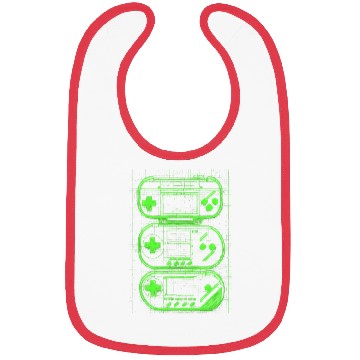 Discover Green Handheld Gaming Blueprint Bibs