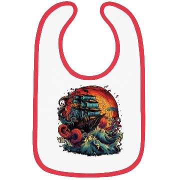Discover Pirate Ship vs The Kraken Bibs