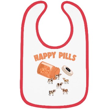Discover Happy Pills Cow Funny Farm Animal Lovers Humor Bibs