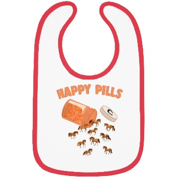 Discover Happy Pills Horse Funny Farm Animal Lovers Humor Bibs