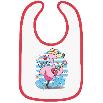 Discover Flamingo Playing Guitar Bibs