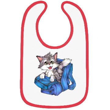 Discover Cute cat in satchel backpack school Bibs
