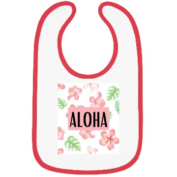 Discover Aloha Pink Hibuscus Pattern Bibs