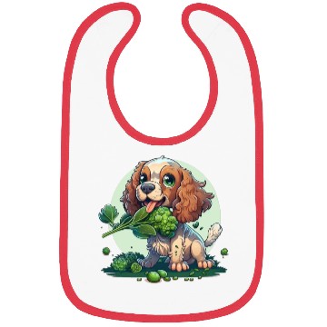 Discover Cute dog eats green broccoli vegetables Bibs
