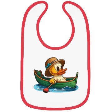 Discover Cute duck in rowboat with summer hat and flower Bibs