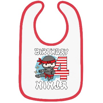 Discover 4th Birthday "Birthday Ninja" Boys Bibs