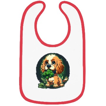 Discover Cute dog eats green broccoli vegetables Bibs