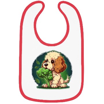 Discover Cute dog eats green broccoli vegetables Bibs