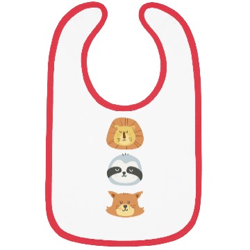 Discover Lion, Sloth and Weasel Bibs