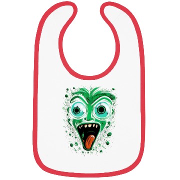 Discover Funny Green Crazy Face Eyes Game Gaming Bibs