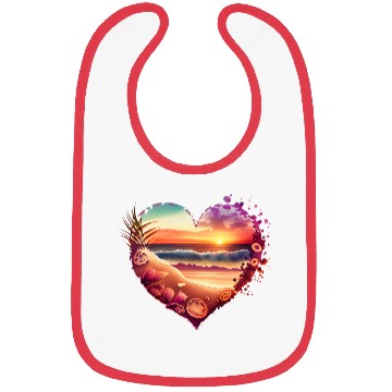 Discover Retro Beach Heart Sunset Watercolor Bibs