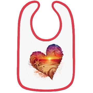Discover Retro Beach Heart Sunset Watercolor1 Bibs