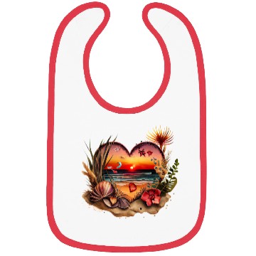 Discover Retro Beach Heart Sunset Watercolor 3 Bibs
