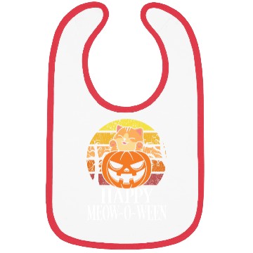 Discover Happy Meow O Ween Funny Cat Lover Bibs