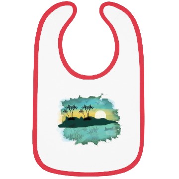 Discover Beach Sunset Watercolor Design Sublimation Art 2 Bibs