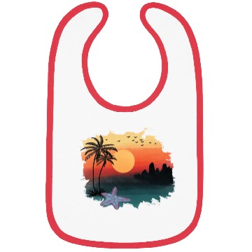 Discover Beach Sunset Watercolor Design Sublimation Art 1 Bibs