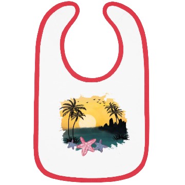 Discover Beach Sunset Watercolor Design Sublimation Art 5 Bibs