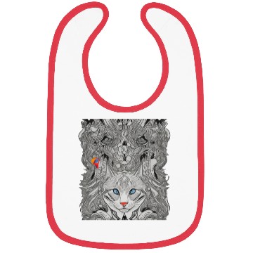 Discover Psychedelic cat with bird Bibs