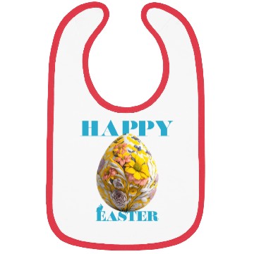Discover Happy Easter Egg Design with Floral Elements Bibs