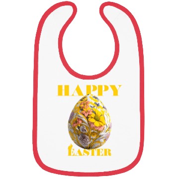Discover Happy Easter Egg Design with Floral Elements Bibs
