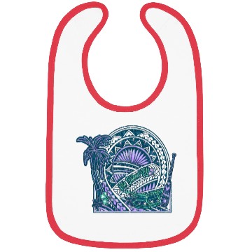 Discover Big Island Outrigger Canoe Teal Tribal Bibs
