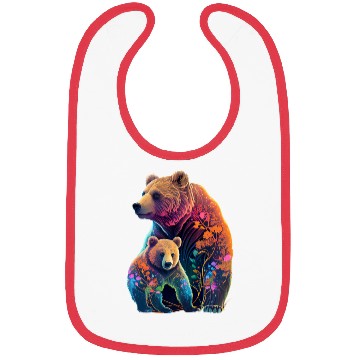 Discover Mother Bear and Cub Sublimation Graphic Wild Life Bibs