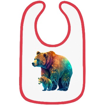 Discover Mother Bear and Cub Sublimation Graphic Wild 1 Bibs