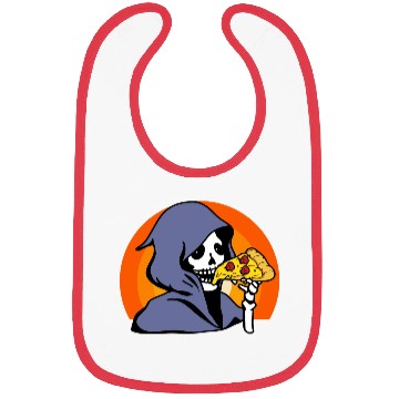 Discover Retro Halloween Pizza Lover Ghost Grim Reaper Bibs