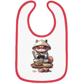 Discover Tanuki Warrior Eat Sushi Bibs