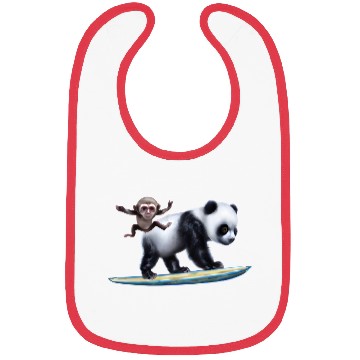 Discover Surfing panda and monkey Bibs