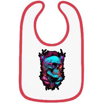 Discover Hipster retro 80s skull neon trend punk metal rock Bibs