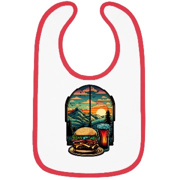 Discover Church window with hamburger burger and drink Bibs