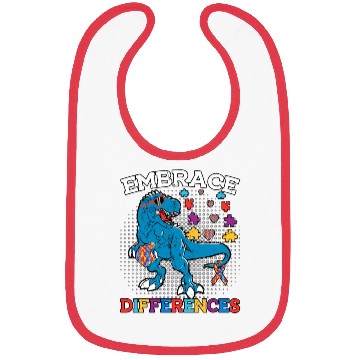 Discover Embrace Differences Funny Dinosaur Autism Bibs