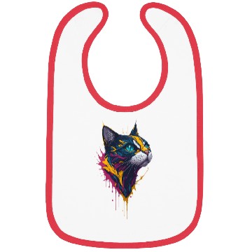 Discover Blue-Eyed Graffiti Cat Head Painting Bibs
