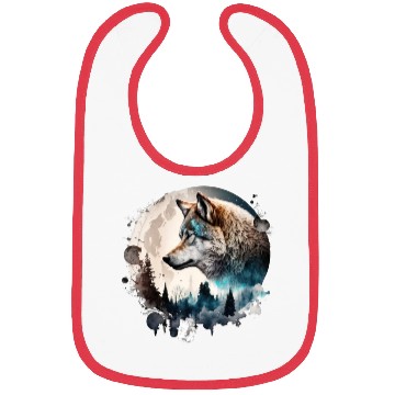 Discover Wolf Moonlight Forest Wild Werewolf Watercolor Bibs