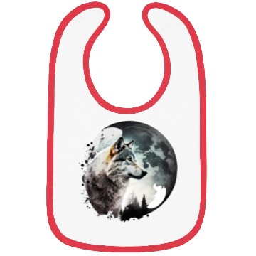 Discover Wolf Moonlight Forest Wild Werewolf Watercolor 1 Bibs