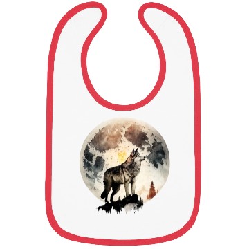 Discover Wolf Moonlight Forest Wild Werewolf Watercolor 4 Bibs