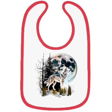 Discover Wolf Moonlight Forest Wild Werewolf Watercolor 2 Bibs