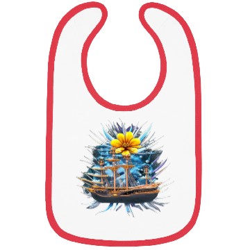 Discover Pirate Flower Ship Bibs