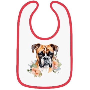 Discover Boxer Dog Watercolor Floral Bibs