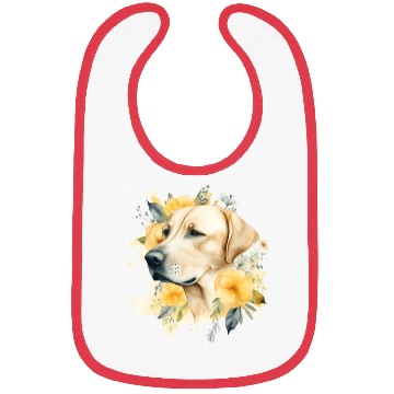 Discover Yellow Lab Dog Watercolor Floral Bibs
